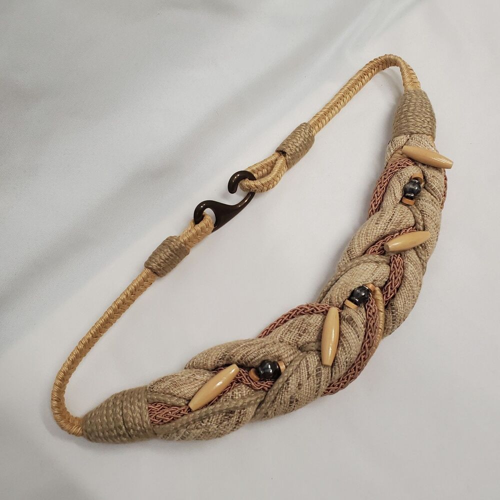 Rhea Belt 80s Womens Boho Vintage Braided Stretch Knot Waist